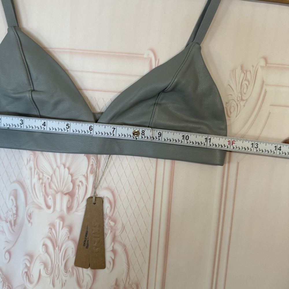 SKIMS Faux Leather Triangle Bralette Cinder Grey BR-TRI-2768 Womens Size XXS NWT - Picture 5 of 10
